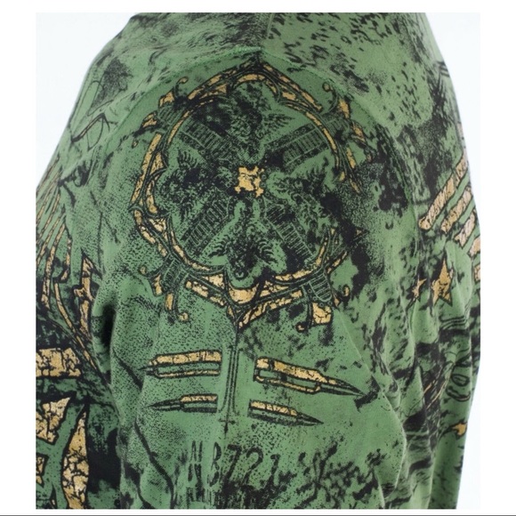 XTREME COUTURE by AFFLICTION Mens T-shirt Connect Eagle Wings Green S-3XL NWT - Picture 7 of 9